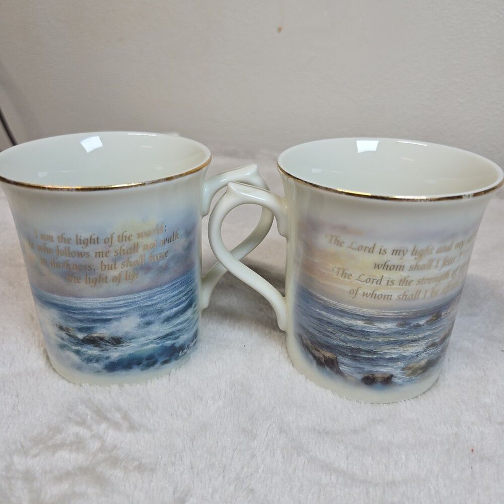 Lenox "The Light in the Mist" Porcelain Mug Set of 2 -Nicky Boehme Scripture Art
